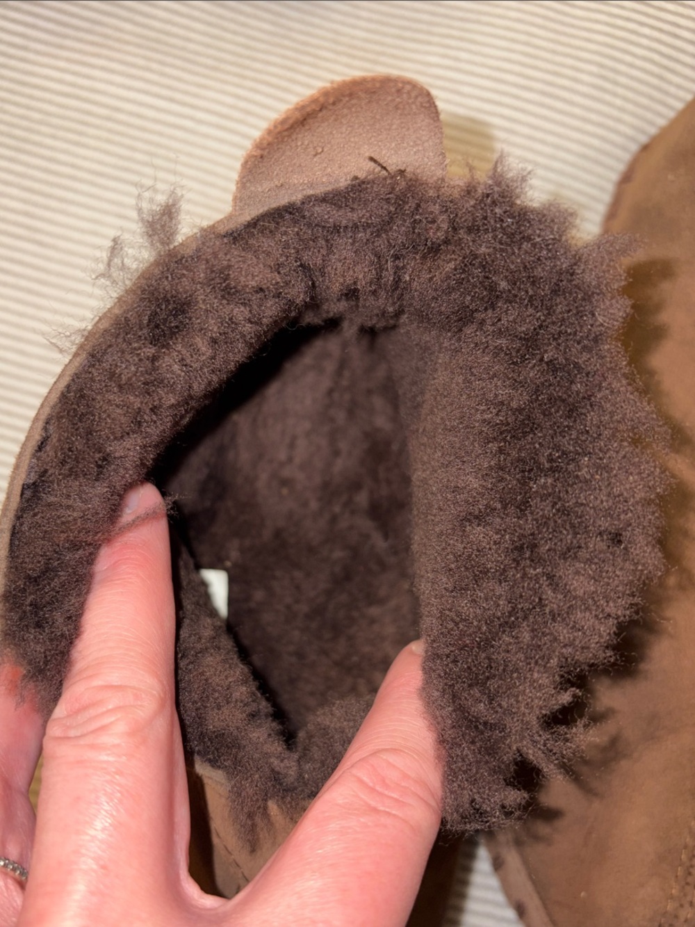 L.L.Bean Wicked Good Boot Moc Slippers Suede Shearling Lined Brown 8M - Picture 5 of 8